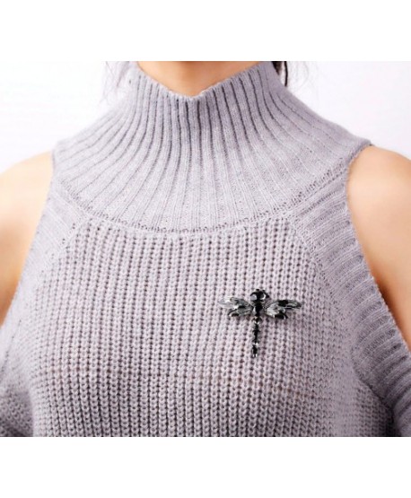 Broszka ważka z kryształków grafitowa