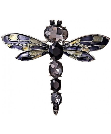Broszka ważka z kryształków grafitowa