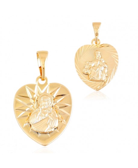 Medalik szkaplerz stal złoty w sercu Jezus Chrystus mały