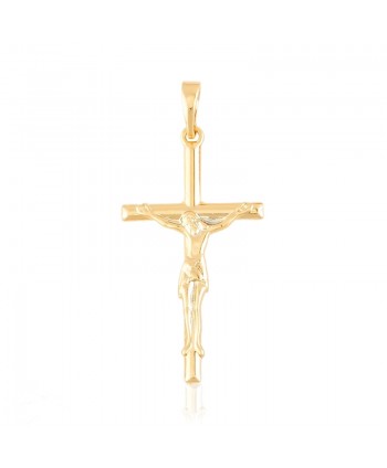 Krzyżyk stal złoty Jezus Chrystus długi