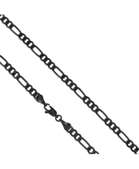 Łańcuszek stal czarny splot figaro 50/55 cm