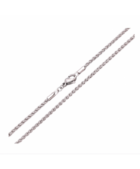 Łańcuszek stal srebrny splot kłos 50 cm