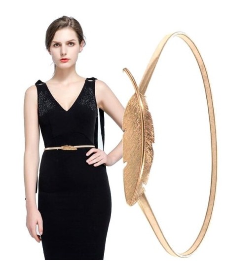 Pasek sprężynkowy złoty z klamerką listek