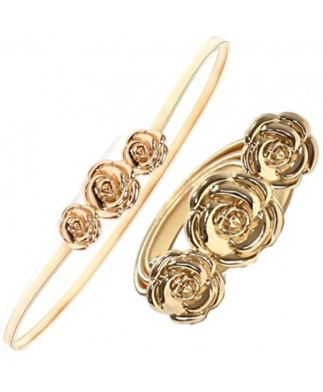 Pasek sprężynkowy z różyczkami złoty