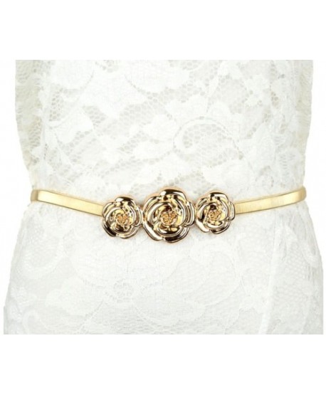 Pasek sprężynkowy z różyczkami złoty