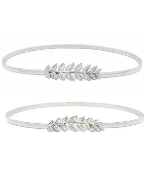 Pasek sprężynkowy z listkami laurowymi srebrny