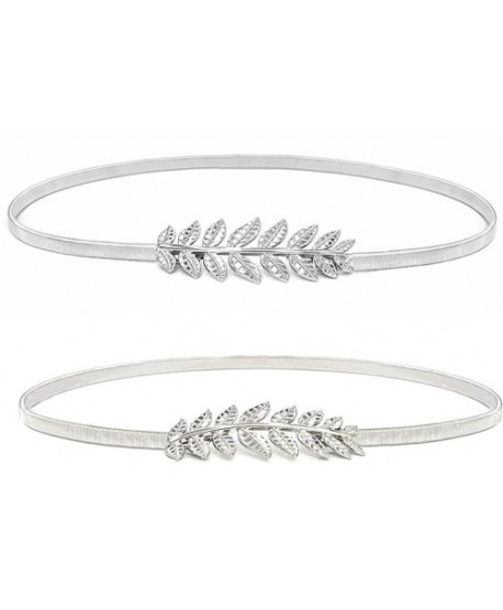 Pasek sprężynkowy z listkami laurowymi srebrny