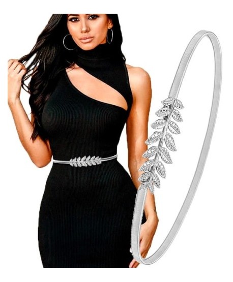 Pasek sprężynkowy z listkami laurowymi srebrny