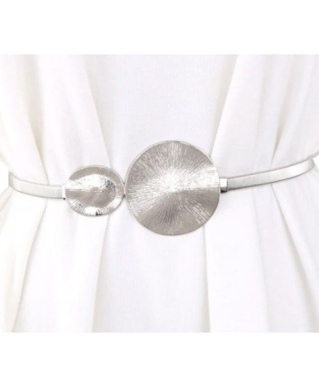 Pasek sprężynkowy srebrny z dużą klamrą