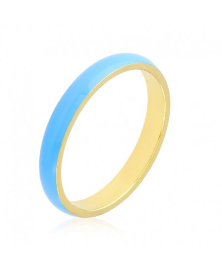 Pierścionek stal emaliowana obrączka błękitna