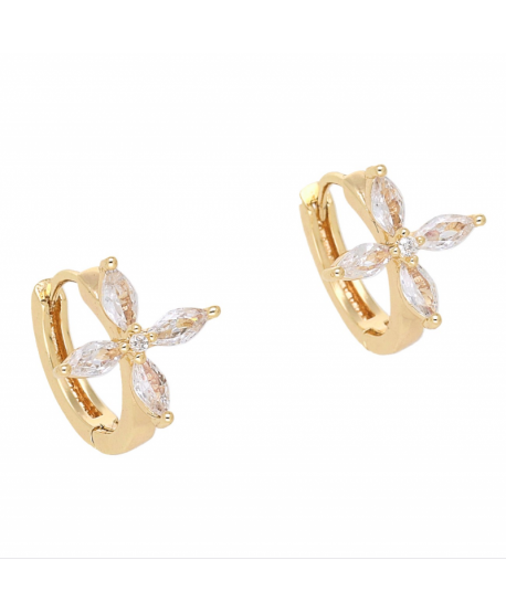 Kolczyki stal małe kółeczka z kwiatuszkiem