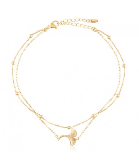 Bransoletka na kostkę stal podwójny łańcuszek z zawieszką