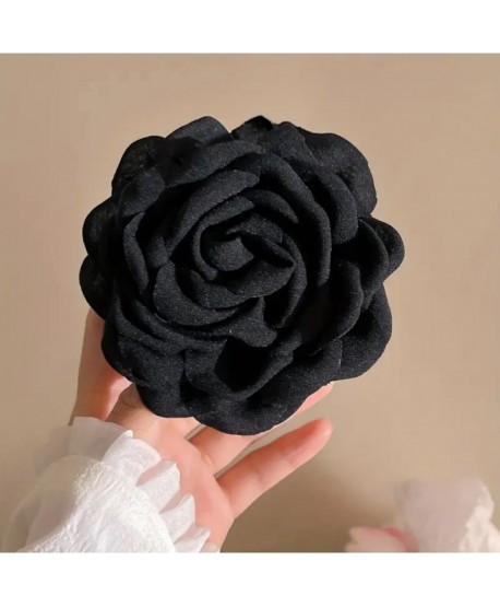 Spinka klamra z kwiatem czarna