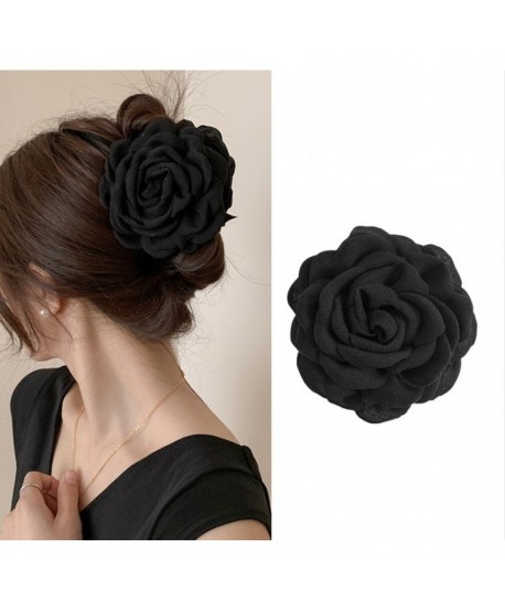 Spinka klamra z kwiatem czarna