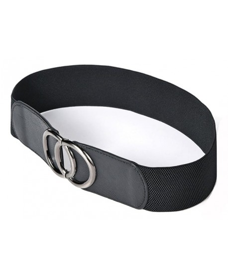 Pasek szeroki na gumie czarny z grafitowymi kółkami