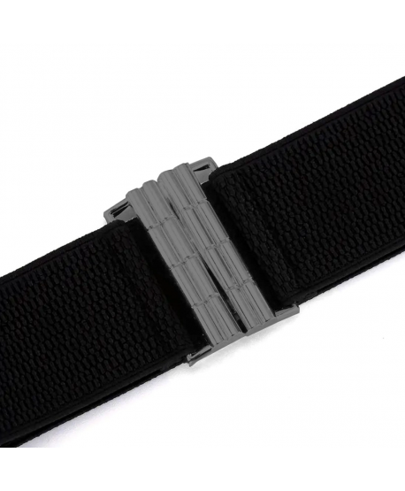 Pasek na gumie czarny z grafitową prostą klamrą