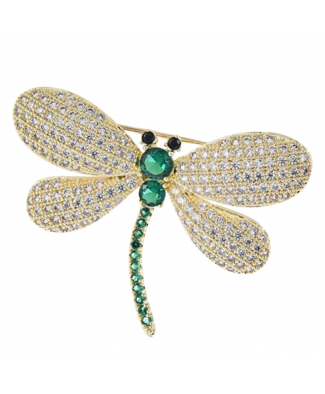 Broszka złota śliczna ważka