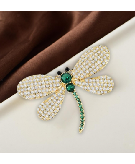 Broszka złota śliczna ważka