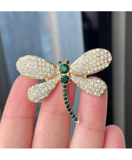 Broszka złota śliczna ważka