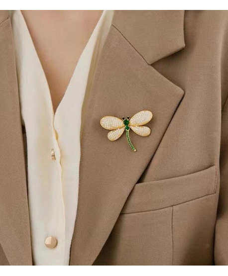 Broszka złota śliczna ważka