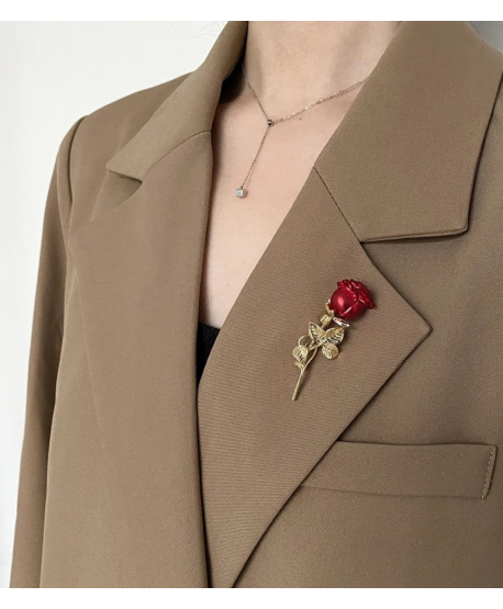 Broszka złota śliczna róża