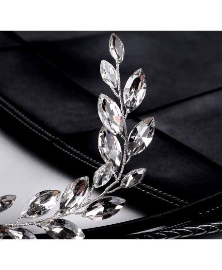 Grzebyk srebrny do włosów kryształowy