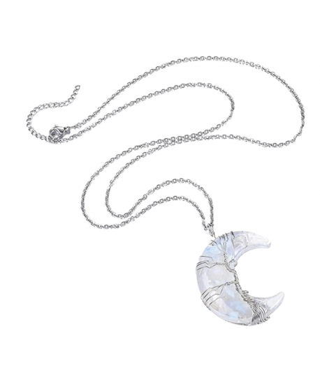 Naszyjnik stal księżyc kryształowy