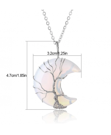 Naszyjnik stal księżyc kryształowy