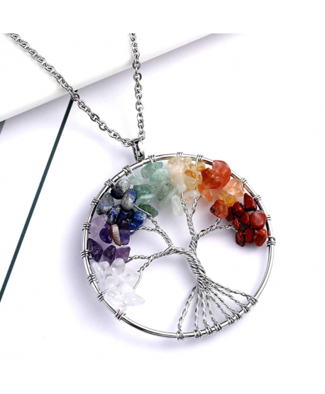 Naszyjnik stal drzewko szczęścia z minerałami