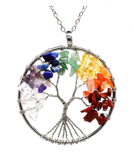Naszyjnik stal drzewko szczęścia z minerałami