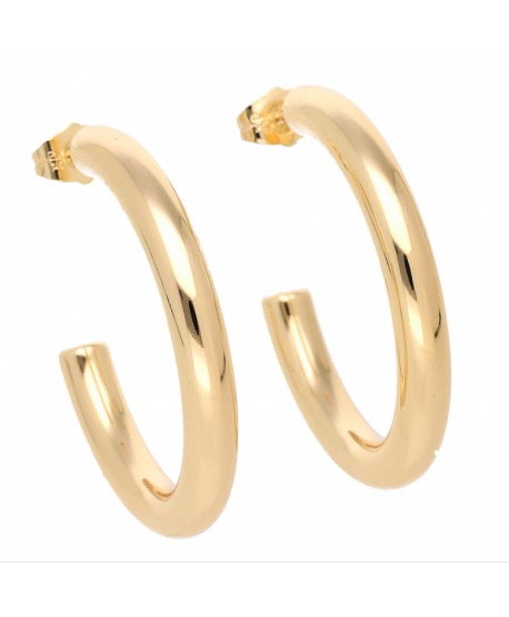 Kolczyki stal kółeczka pompowane złote 5 cm