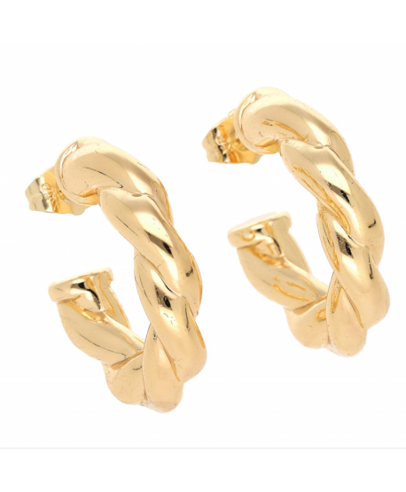 Kolczyki stal kółeczka pompowane zakręcone złote 2,8 cm