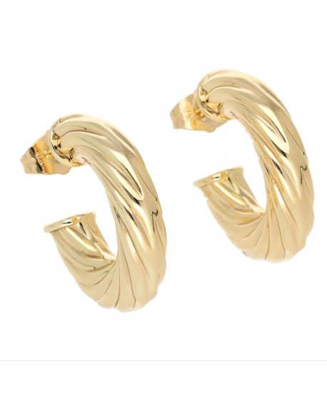 Kolczyki stal kółeczka pompowane zakręcone złote 3 cm