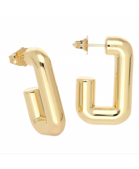 Kolczyki stal kwadraty pompowane złote 2,8 cm