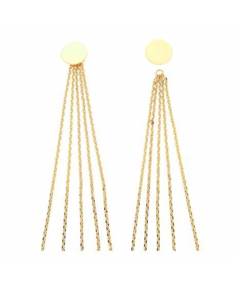 Kolczyki stal łańcuszki z kółeczkiem złote 9,5 cm