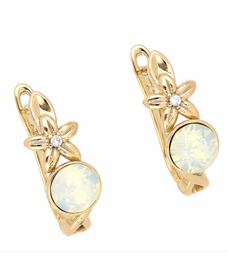 Kolczyki stal angielskie kwiatuszek i opalizująca cyrkonia