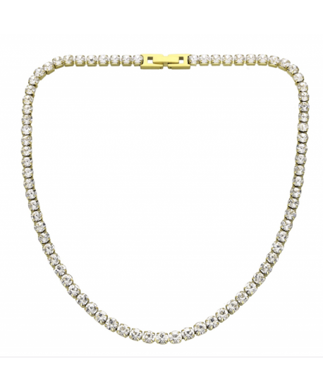 Naszyjnik choker cyrkoniowy stal złoty 36 cm