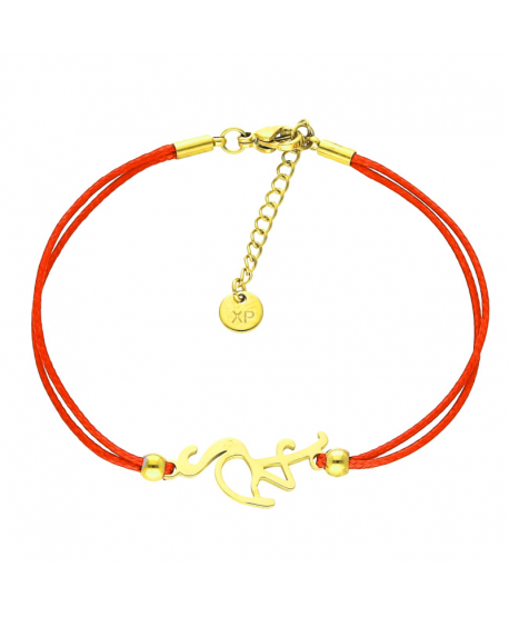 Bransoletka stal czerwony sznurek z flamingiem