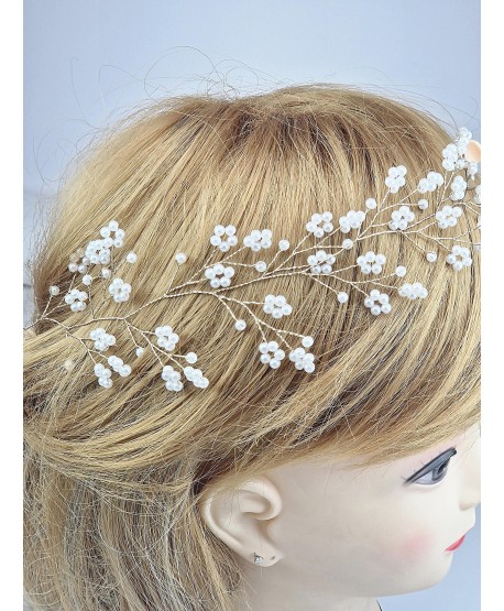 Ozdoba gałązka we włosy złota z perełkami