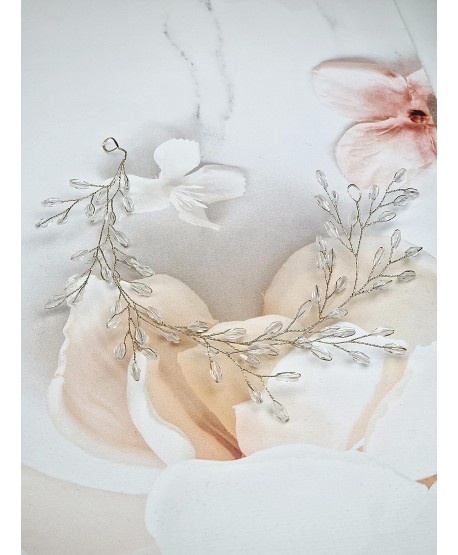 Ozdoba gałązka we włosy złota z kryształkami