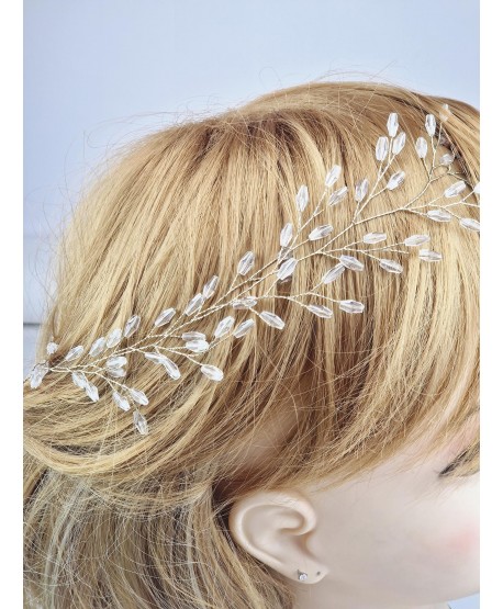 Ozdoba gałązka we włosy złota z kryształkami