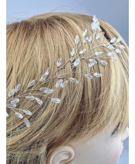 Ozdoba gałązka we włosy złota z kryształkami