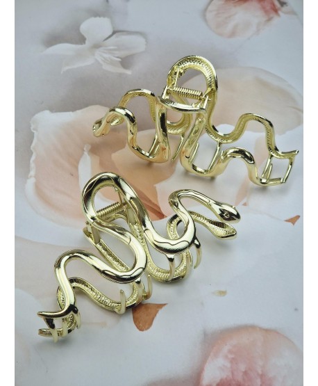 Klamra spinka metalowa złota wąż