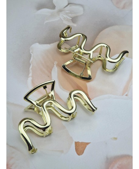 Klamra spinka metalowa złota pofalowana