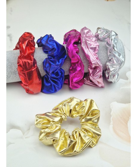 Scrunchie gumki do włosów metaliczne kolory