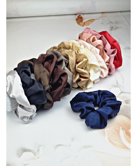 Scrunchie gumki do włosów jednolite kolory satynowe