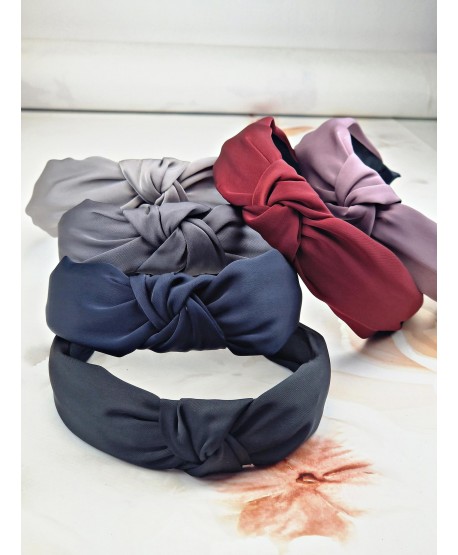 Opaski z węzełkiem do włosów jednolite satynowe