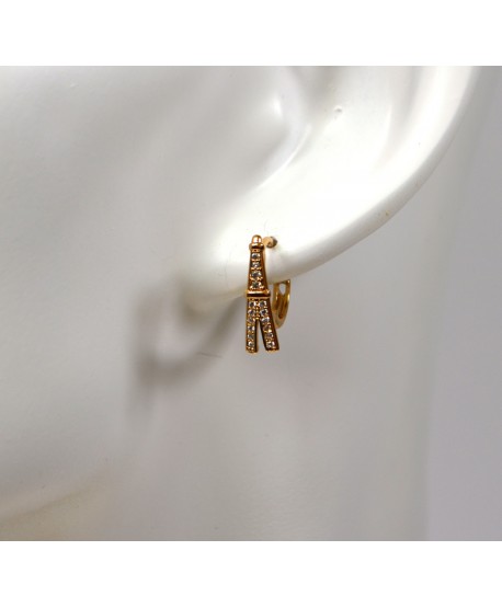 Kolczyki stal złote z wieżą Eiffle'a