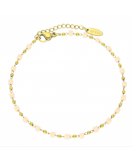 Bransoletka stal złota różowe kosteczki