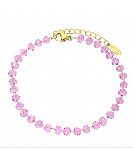 Bransoletka stal złota fioletowe koraliki